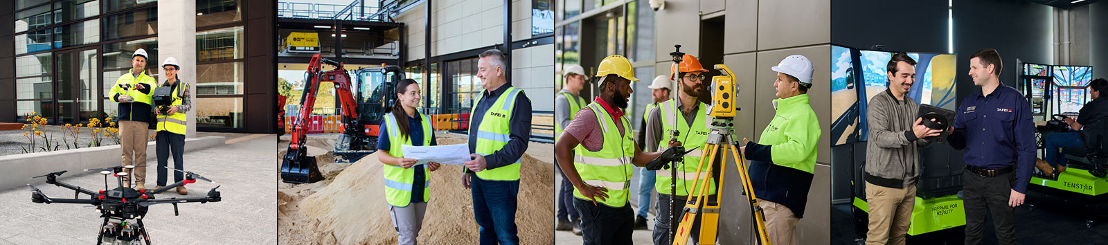Grid of images based around civil construction careers