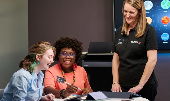 Support for student by teacher and career advisor.