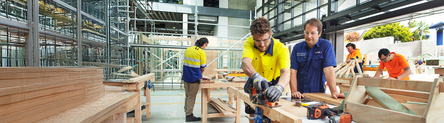 Vocational carpentry training at TAFE NSW with instructor-led workshop