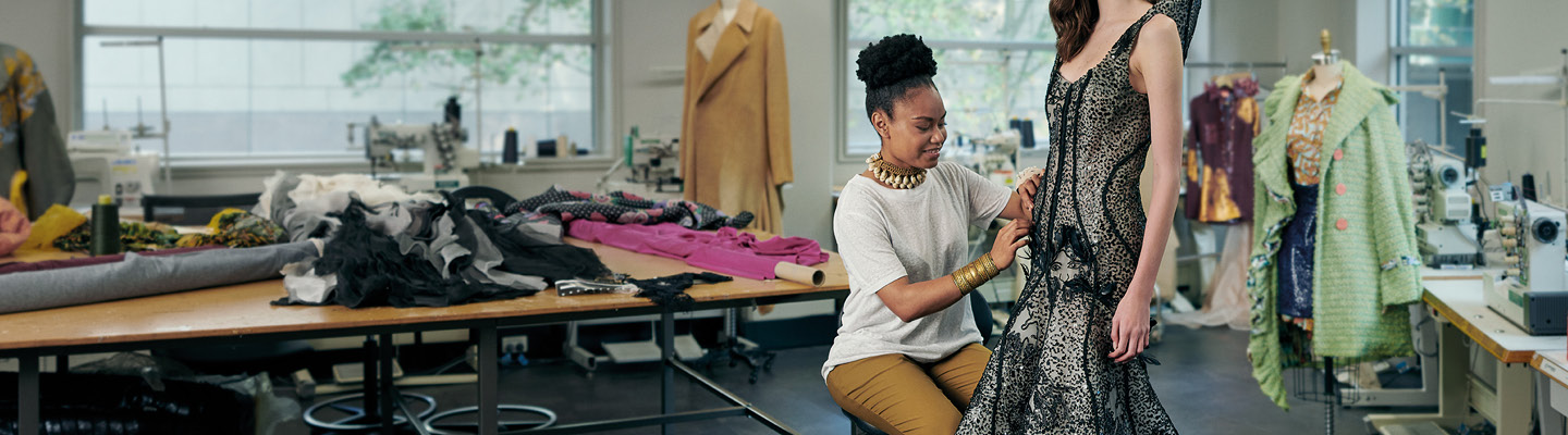A woman making a dress