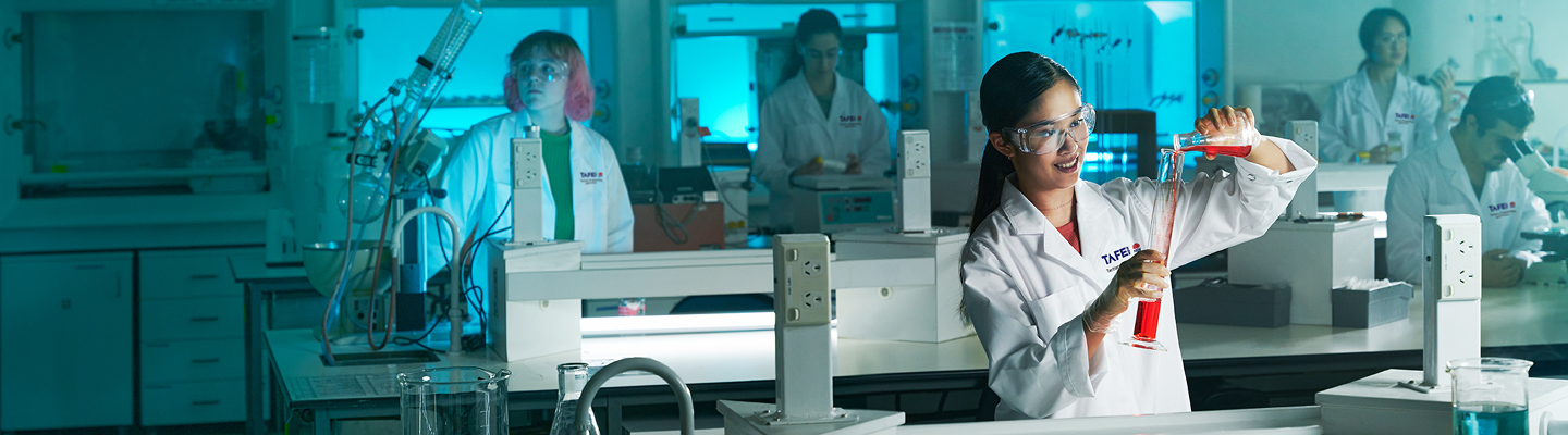 Students working in a laboratory.