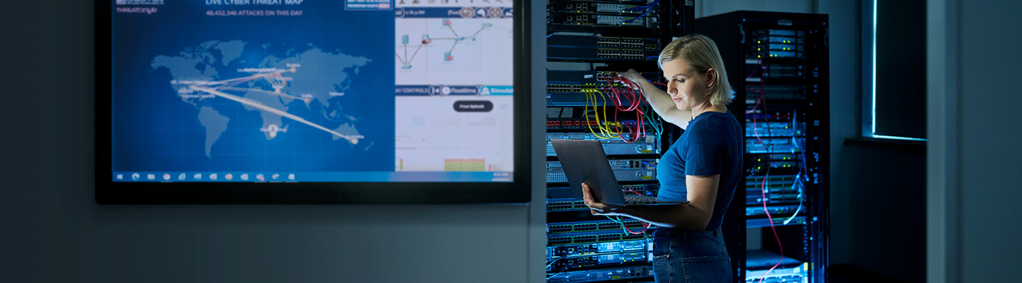 Dedicated female network engineer focused on server management