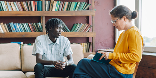 Two people having a counselling session