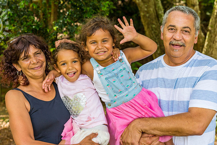 Happy family posing for a picture