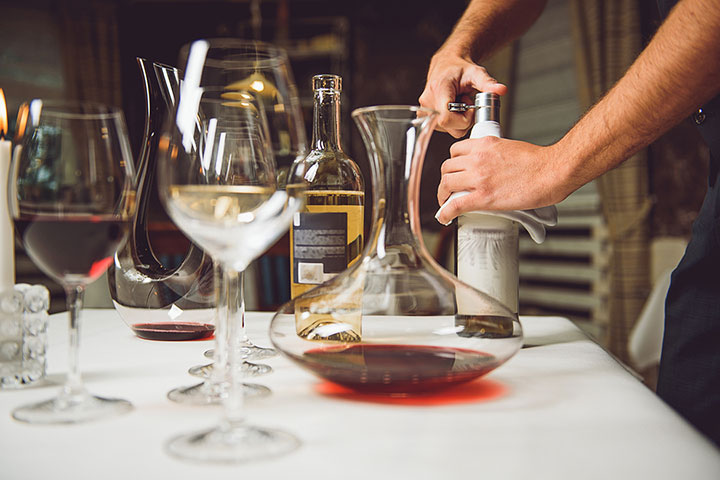 Several wine glasses elegantly arranged on a table