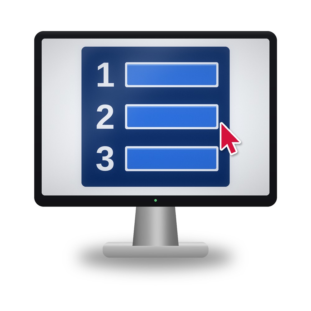 A list on a computer screen with a red mouse arrow.