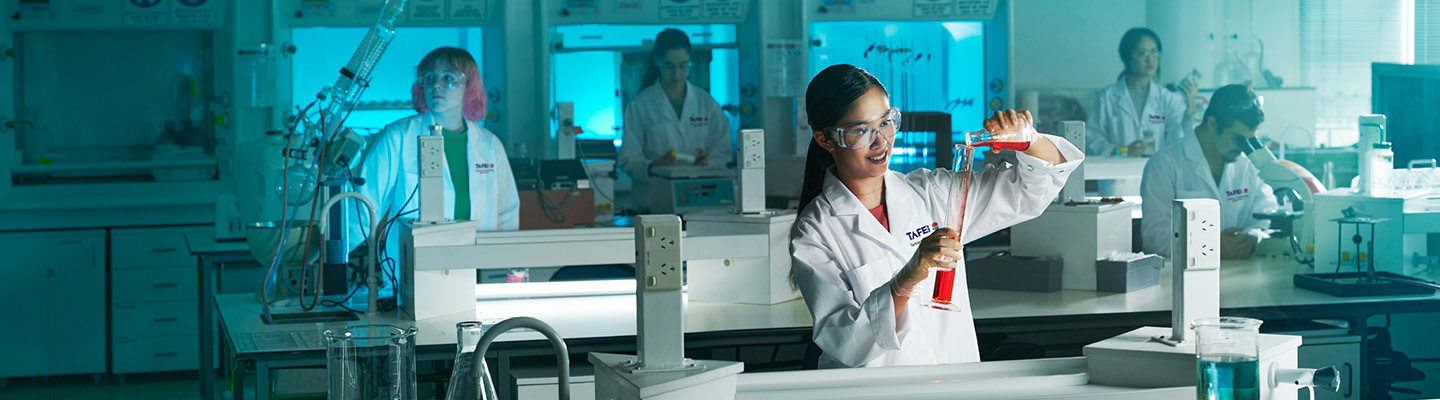 Students working in a laboratory.